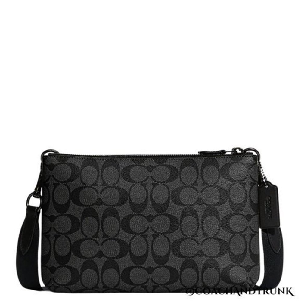 COACH 2PC Everett Crossbody Dbl Sided Charcoal Khaki / Khaki Red & Card Case NWT - Picture 10 of 16